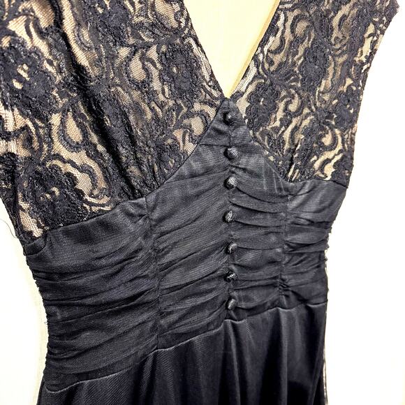 Y2K Cocktail Dress Womens 12 Black Lace A-Line Prom Party Coquette Whimsigoth - Picture 3 of 14
